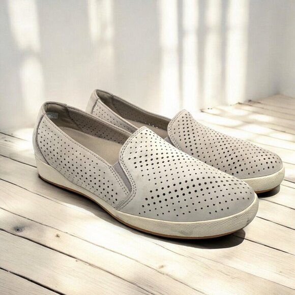 Dansko Odina Slip On Comfort Shoe Perforated Grey Nubuck Leather US 8.5/9.0 - Picture 1 of 8